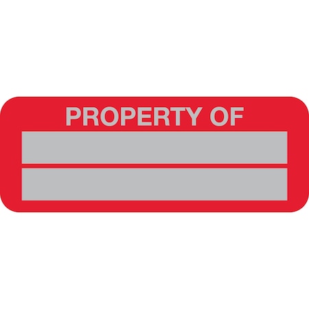 Lustre-Cal Property ID Label PROPERTY OF5 Alum Dark Red 2in x 0.75in 2 Blank No Pads, 100PK 253740Ma2Rd0000